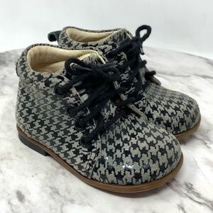 Emel Orthopedic Houndstooth Leather Lace Up Boots 18/3-US Baby Preppy Childrens